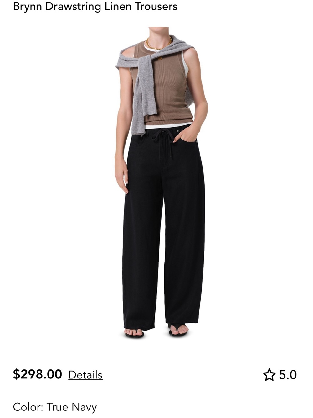 Citizens Of Humanity Brynn True Navy Wide-Leg Drawstring Pants